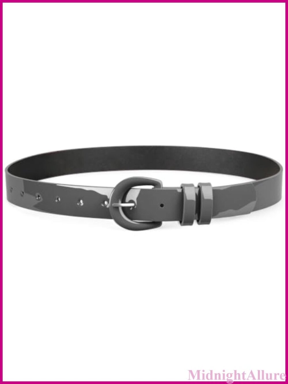 Women Faux Patent Leather Retro Belt with Buckle Adjustable Waist